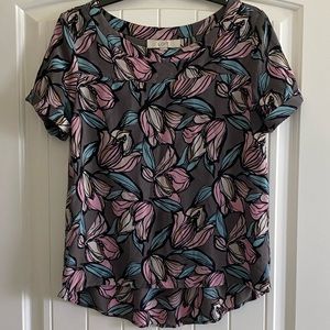 LOFT Floral Cuff Sleeve Top
